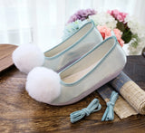 Zingj Shoes, Hanfu Shoes Ancient Style Ancient Costume Flat National Style Pure Color Lovely Girl Bright Cloth