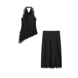New Hanging Neck Lace Top 5919203 Silk Tatami Dress