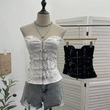 Style Splicing Pu Leather Buckle Zipper Open Shirt Braid Repair Vest Sleeveless Top Lady