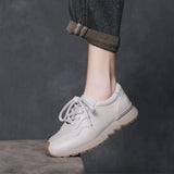 Layer Cowhick Retro Thick-Soled Casual Shoes Women 2025 Spring Festival New Port Style Forrest Shoes Flat Women's