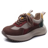 Leather Thick-Soled Fork Forrest Shoes Women's Spring And Autumn New Comfortable Old Dad Shoes Net Breathable Sports Casual