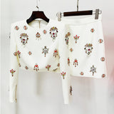 Star Fashion New Heavy Industry Nails Studded Short Top Skirt Two
