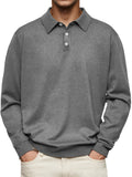 Explosion Autumn And Winter Ji Dejong Long Sleeve V-Neck Button Men's Casual Shirt Polo