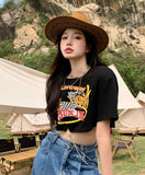 Zingj 2024 New Hottie Everything Ins Trendy T-Shirt Women's Design Sense Chain Short Crop Black Short-Sleeved