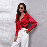 Fashion Button Up Satin Silk Shirt Youth Woman Blouses Cheap and Pretty Blouses Satin Luxury Shirt OL Female