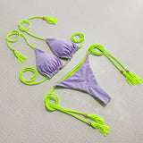 Swimsuit Girl Bikini Split Sexy Triangle Double-Sided Bump Beach Bikini Swimsuit