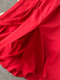 High Waist Slash Neck Women Long Dress Elegant Big Swing A-line Vestidos Verano Vintage Green/Red Party Robe For