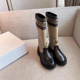 Thick And High-Heeled Buckle Small Design In Autumn And Winter 2025, But The Knee-Thin Long Boots