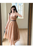 High-End Dress Dress 2025 Summer Light Luxury Famous Waist Thin Three-Dimensional Flower Hanging