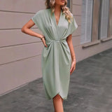 V-Neck Temperament Elegant Irregular Sleeves Of Pure Color Bag
