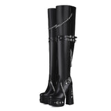 Y2k Rivet Punk Goth Thick And High-Heeled Size 44 Female Knee Boots