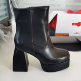 Autumn And Winter New Square Head High And Small Short Boots Female Short Barrel Thick And Martin