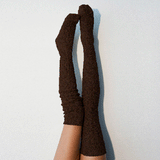 Zingj Style Autumn And Winter Fashion Twist Pure Color Stockings Knitting Over The Knee Pile Pile Socks For