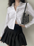 Basic Long Sleeve Button Blouse- Outfit