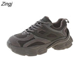 Women Platform Sneakers Leather Casual Ladies Chunky Shoes 2023 White Woman High Black Fashion Brand Thick soled Wedge