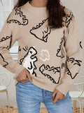 Autumn And Winter Sweater Women's Loose Long-Sleeved Round-Neck Cartoon Dinosaur Knitted