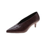 Single Shoes Women Fall 2025 New Snake Grain Fine Heel Women Shoes Light Mouth Solid