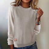 Sheintemu Autumn And Winter Round Collar Long-Sleeved Women's Sweater