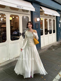 Xixi 2025 Autumn New White Standard Temperament 100 Folded High-Rise Half-Body Dress French Dress Dress Dress