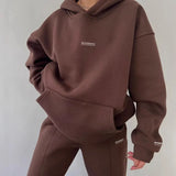 And Winter 2025 New Casual Jacket Set Plus Velvet Long Sleeve Fashion Thick Trousers Two Sets Of