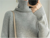 Zingj Autumn And Winter Lazy Wind Thickened High-Necked Sweaters Women's Long-Sleeved Solid Color Pile Collar Knitted Bottomed