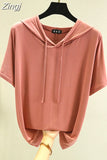 T-shirts Women Hooded Fashion Loose Casual All-match Korean Style Solid Simple Y2k Aesthetic Футболка Женский Cozy Chic
