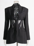 Advanced V-Neck Small Suit 2025 Summer New Temperament Design Girded Waist Splicing Coat