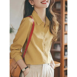Long-Sleeved Shirt Women Spring And Autumn New Temperament Repair Interview Commuting Shirt Career Grinding Cotton Top