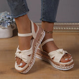 Summer New Loose Cake Heel Sandals Women's Bow Bow Rope Soles Of The Leisure Women's