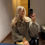Women's INS Explosion Metal Buckle Cardigan