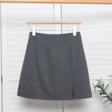 Open Forked-But Hip Anti-Walking A-Word Short Skirt Woman 2025 Suit Fabric Thin A-Dress Skirt