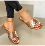 Flat-Bottomed Cross-Slip Slippers Women Flat And Patent-Skin Beach Cool Slippers Women