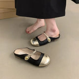 Half Slippers Women Summer Wear Gentle Fairy Style Temperament Soft Flat Bottom One Foot Pedal Late French Cool