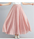 Women's Literature And Art Large Cotton Tamples Skirt Tight Waist A-Shaped Skirt Long Solid National Style Skirt 24