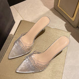 Water Drill Fine And Cool Drag 2025 New Large-Size Spring And Summer New Solid Color Square Head High And Slippers