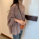 Chiffon Shirt Women Sweet Tops Blouse 2023 Spring New Korean Floral Print Long Sleeve Casual Loose Slim Lady Clothes
