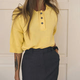 Button Polo Shirt Five-Sleeve Dopamine Loose Top Female Senior Feeling Lazy Wind