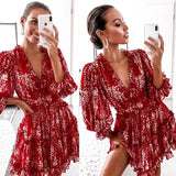 Zingj Selling 2023 Spring And Autumn New V Collar Waist Bubble Sleeve Long Sleeve Chiffon Dress