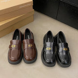 Cake Bottom Large Small Leather Shoes 2025 Spring New British Wind Happy Shoes One Foot Shallow Mouth Round Head Single Shoes