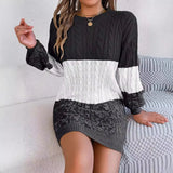 Shooting 2025 Autumn And Winter Casual Lantern Sleeve Sweater Dress Women's