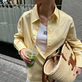 Women's ZA Temperament Spring New Temperament Commute Loose Striped