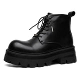 Zingj Boots Male British Wind Help Leather Shoes Autumn And Winter Thick Bottom Rise Black Overalls Locomotive Boots