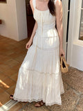Xixi 2025 Summer New Temperament Thin Lace High Waist Skirt French Large Swing Cake Skirt