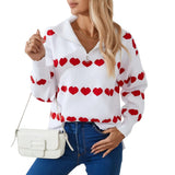 And Winter New Sweater Women Fashion Zipper Love Love Long-Sleeved