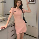 Women 3 Colors Slim Simple Female Summer Tunic Temperament Stylish Embroidery Basic Solid New Arrival Mini Vestidos