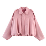 Women's 2025 Fashion Pilot Jacket Bat Sleeve Zipper Casual