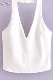 White Halter Top Female Off Shoulder Crop Tops For Women Sexy Sleeveless Backless Top Woman Tied Streetwear Summer