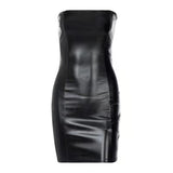 Zingj Women's 2024 New Sexy Chest Slim Slim Hip Women's PU Dress Nightclub