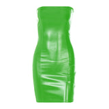 Zingj Women's 2024 New Sexy Chest Slim Slim Hip Women's PU Dress Nightclub