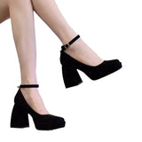 Platform High Heels French Small Fragrant Wind Mary Jane Shoes Square Head Thick Heel Single Shoes Female Spring And Autumn